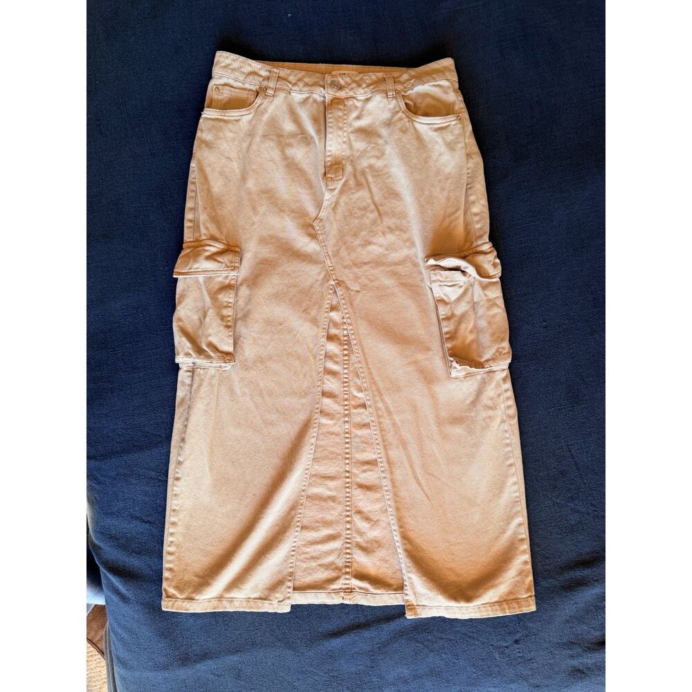 Garage Denim Cargo Utility Maxi Skirt